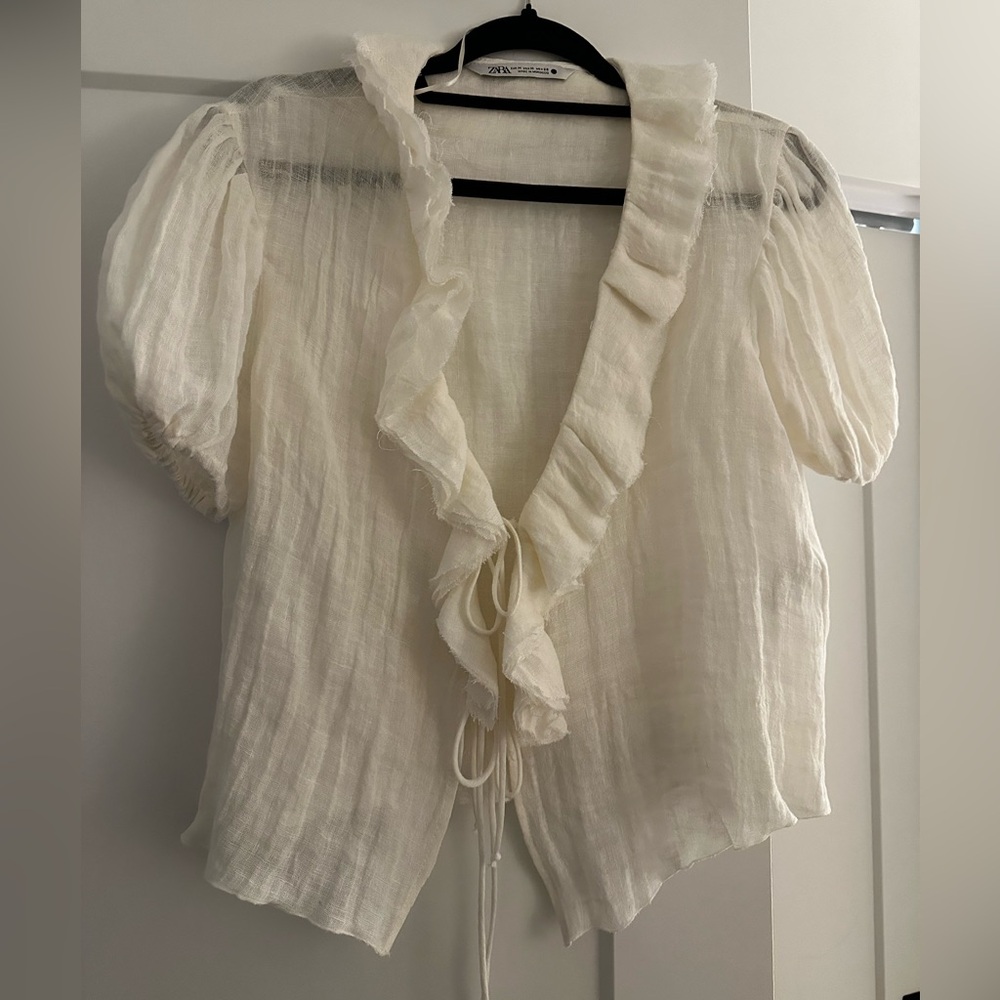Zara Cream Linen Blouse